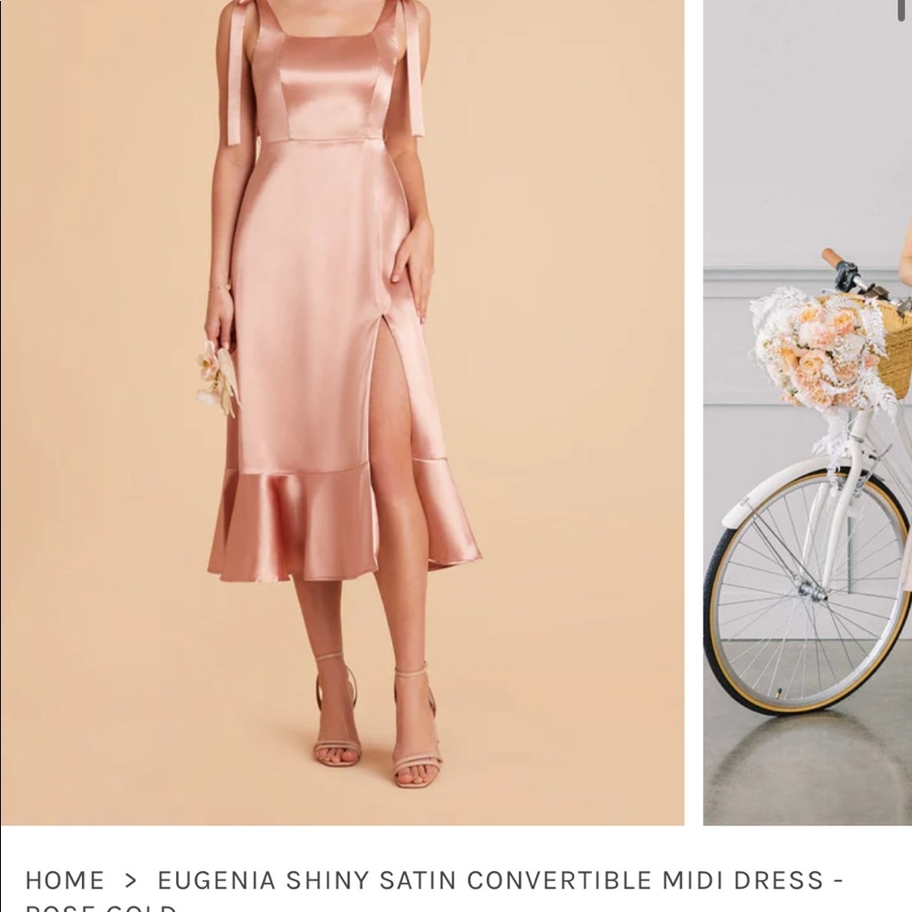 Birdy Grey Eugenia Midi Rose Gold Bridesmaids Dress